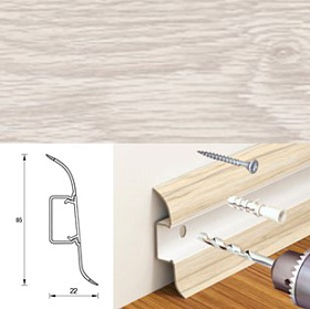Напольный плинтус Идеал Классик К-П85, 230 Дуб айсберг 85мм/22мм, 1 м.п.